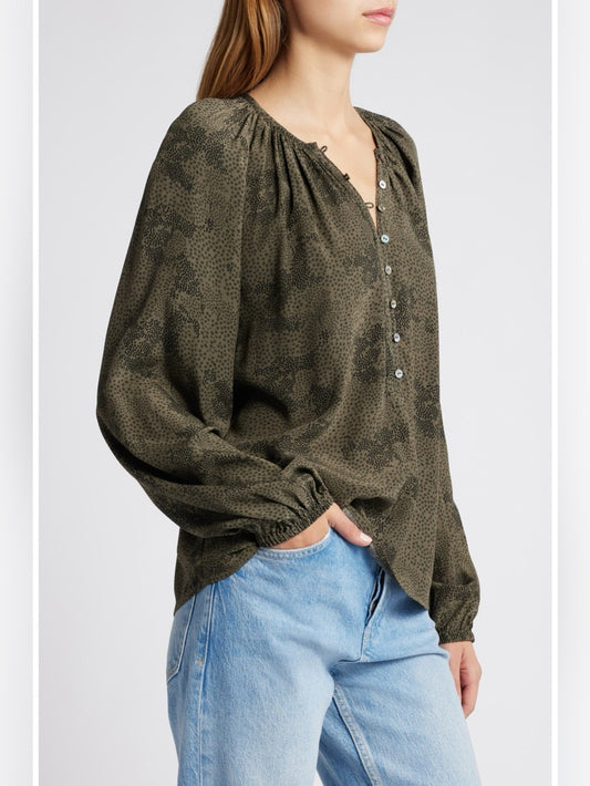 Rails Olive Indi Animal print blouse, size Large