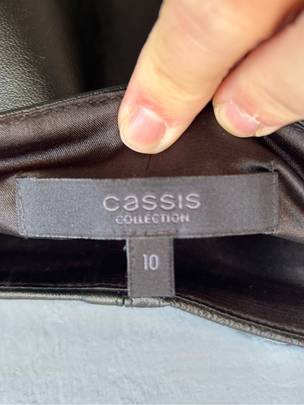 Cassis Collection Leather Panel Skirt, size 10