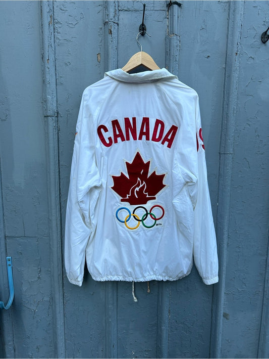 Roots White Canadian Team 1999 Pan Am Jacket, size Large