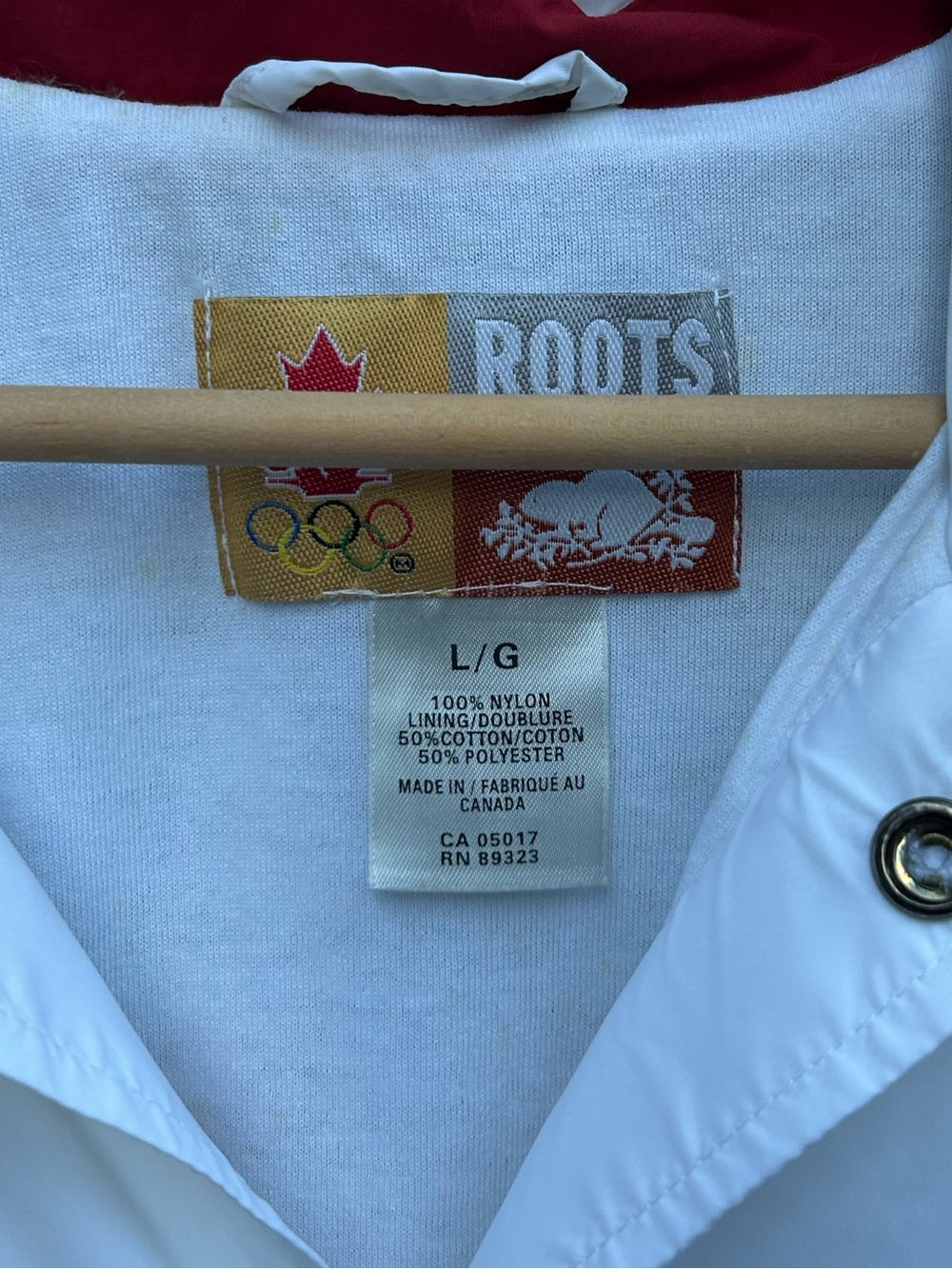 Roots White Canadian Team 1999 Pan Am Jacket, size Large