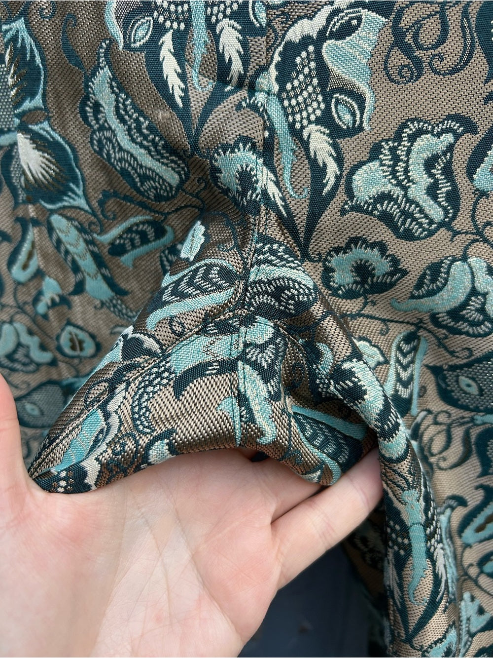 Weekend MaxMara Brocade gold cigarette pants, size “6”