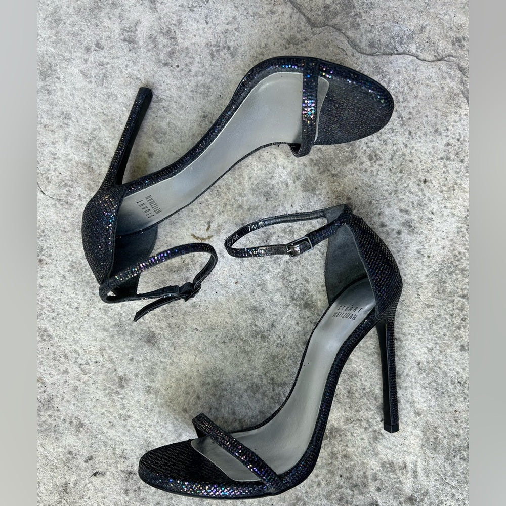 Stuart Weitzman Nudistong Glitter Heel, size 7.5