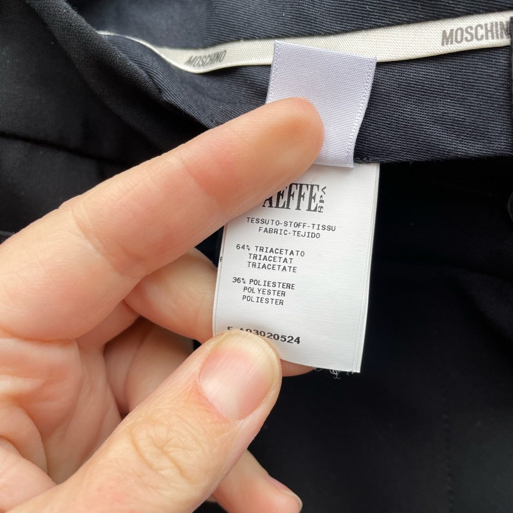 Moschino Black Slim Pants with Pearl Embellished Details, size 6