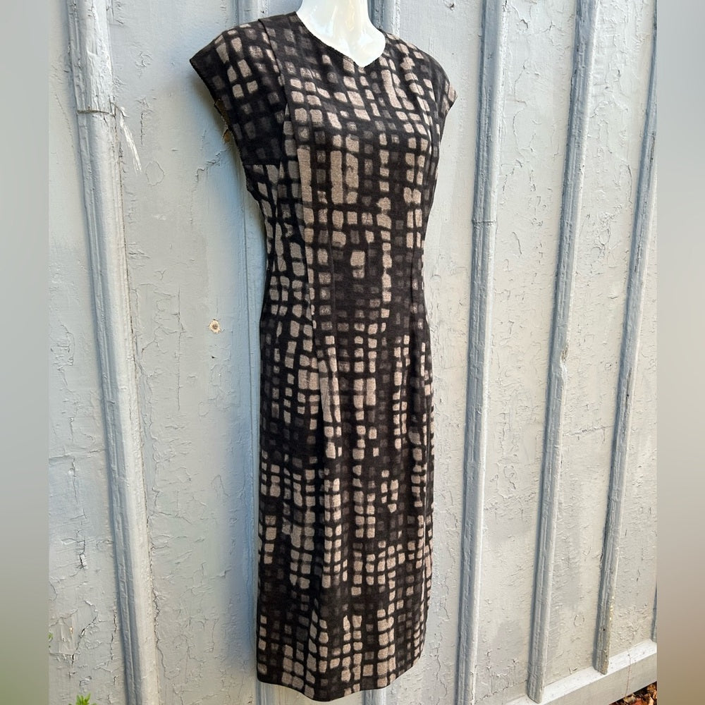 Bottega Veneta Grey & Black Wool Sheath, size 40