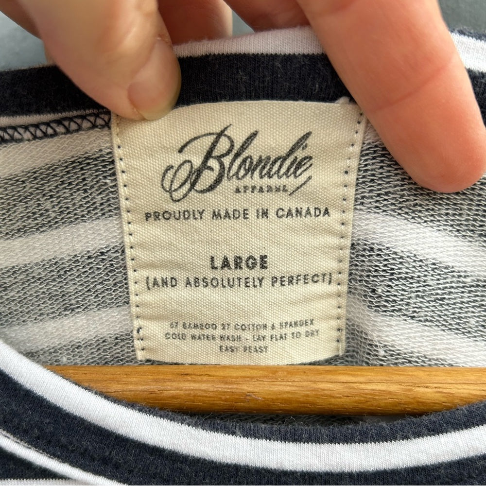 Blondie Apparel Navy Striped Hillside Sweater, Large