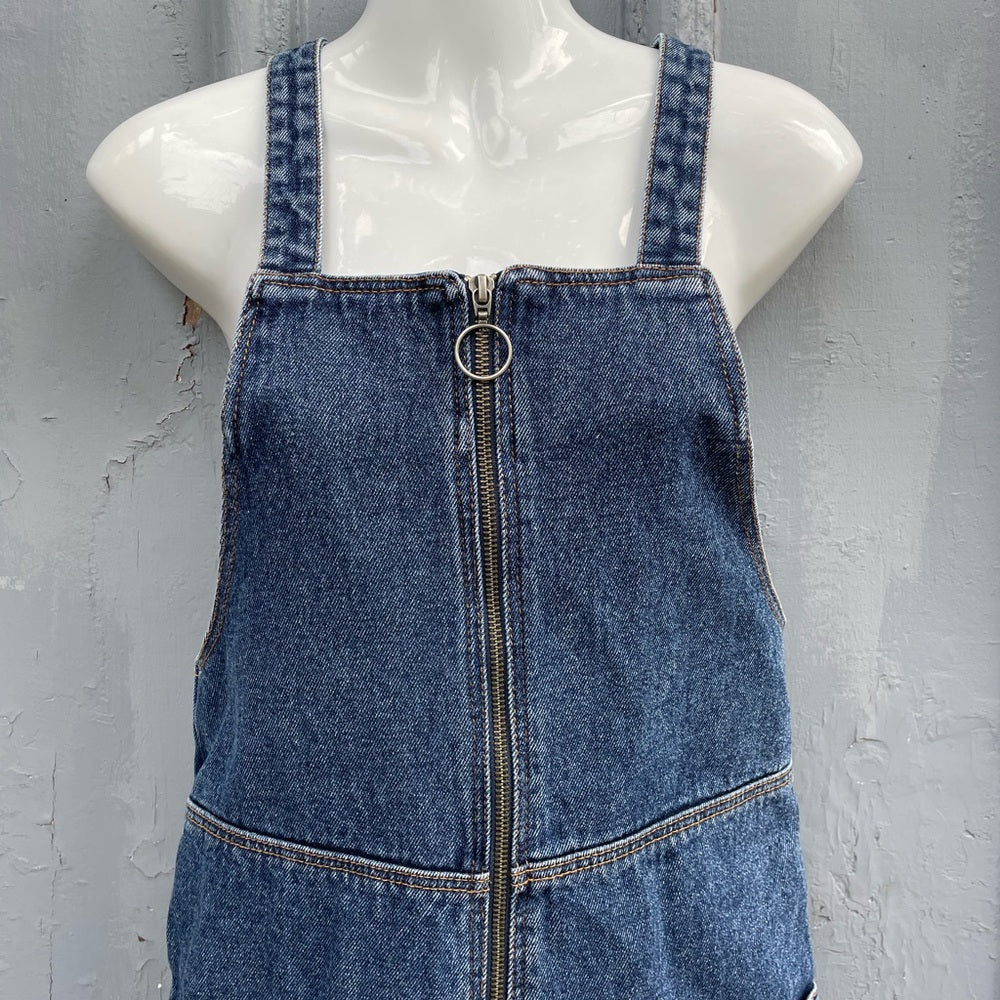 Monki Mini Denim Overall Dress, size XXS