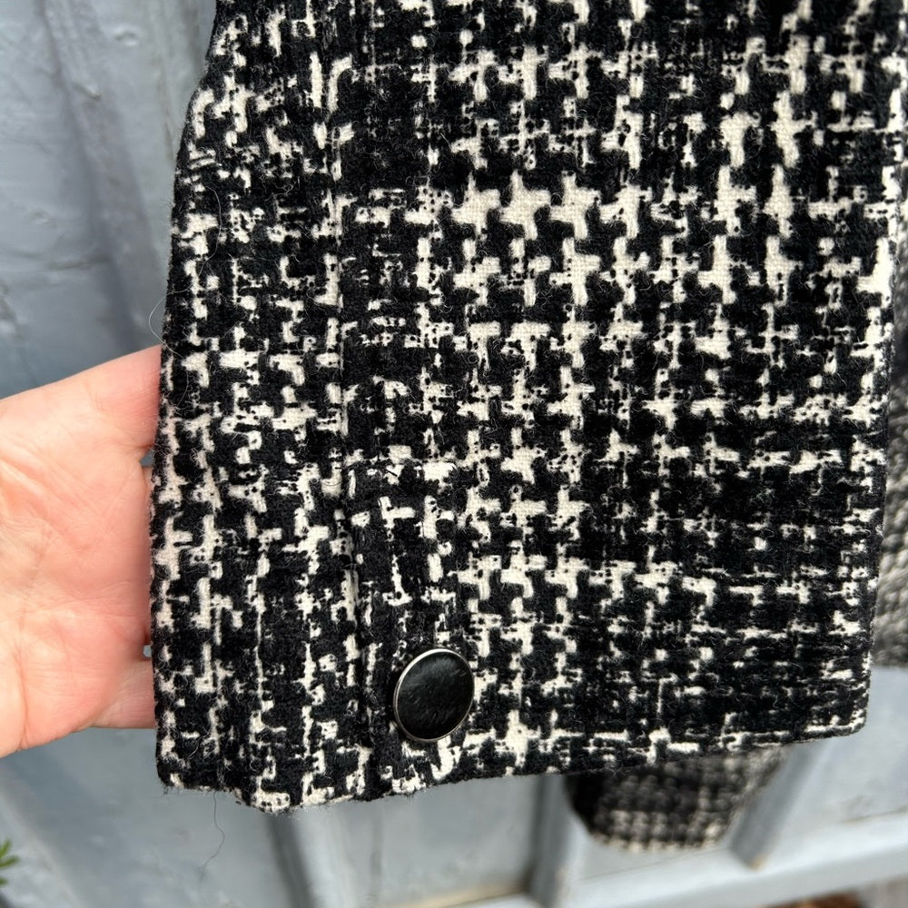 SOIA & KYO Houndstooth Wool Coat, Size XL