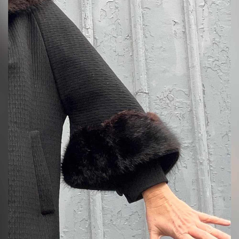 Vintage 1950’s fur trimmed Evening Coat, size Large