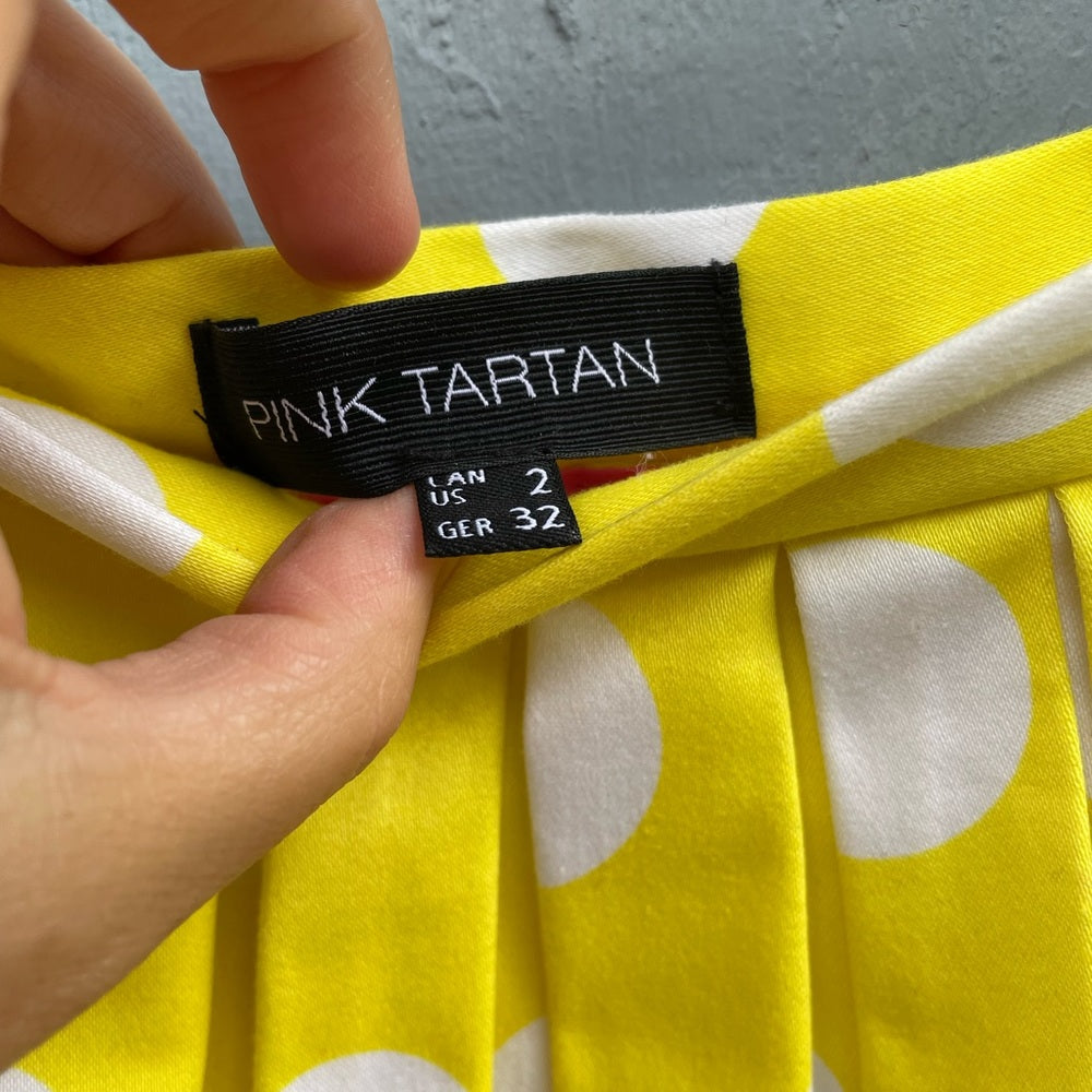 Pink Tartan Yellow Polka Dot Skirt, size 2