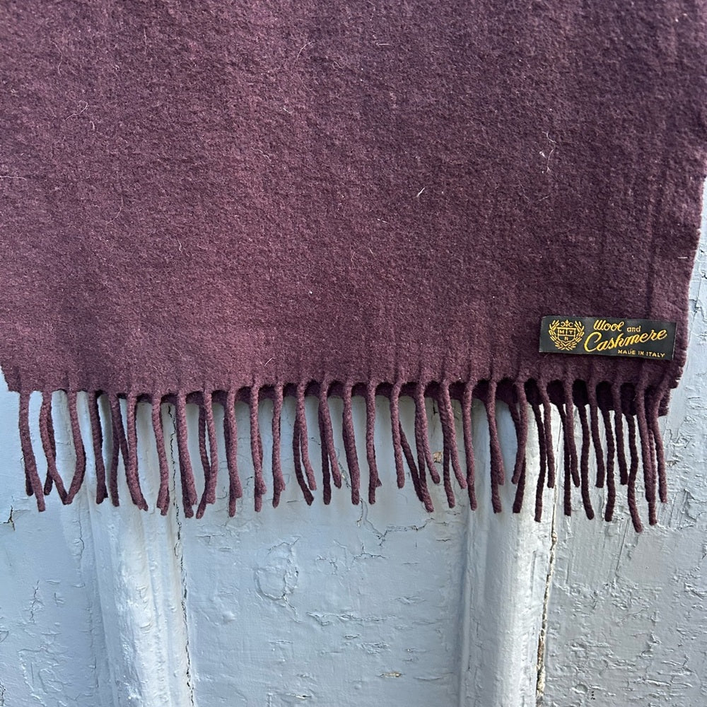 Vintage Italian Wool Cashmere Scarf, 66” x 14 1/4”