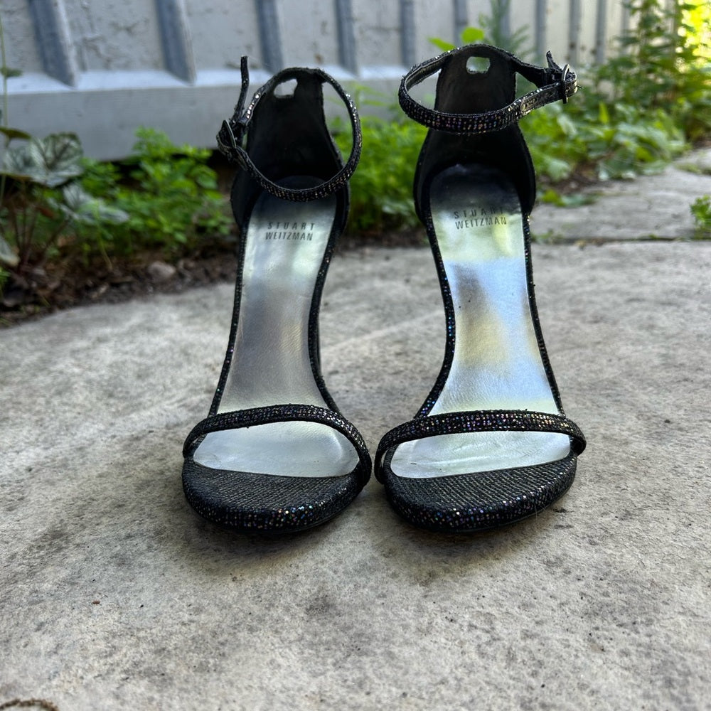 Stuart Weitzman Nudistong Glitter Heel, size 7.5