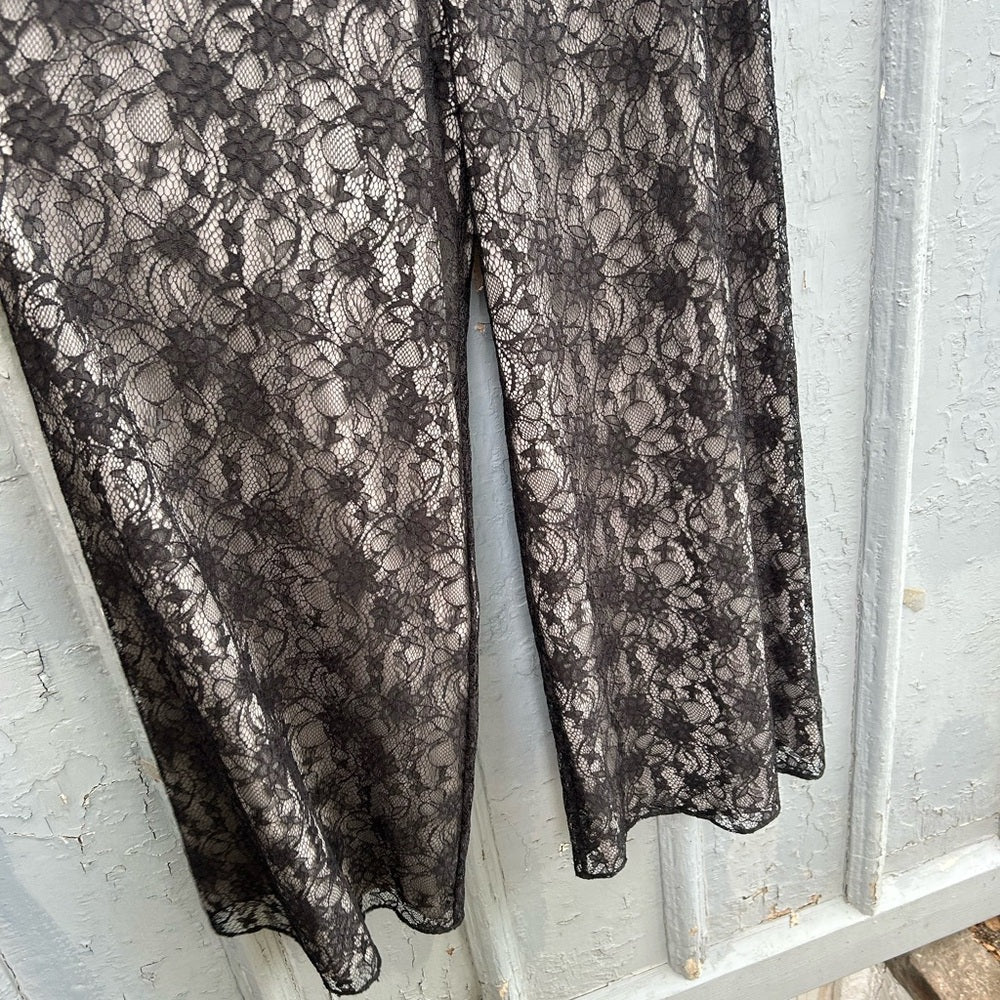 Alice & Olivia Black Lace wide leg trousers, size 0