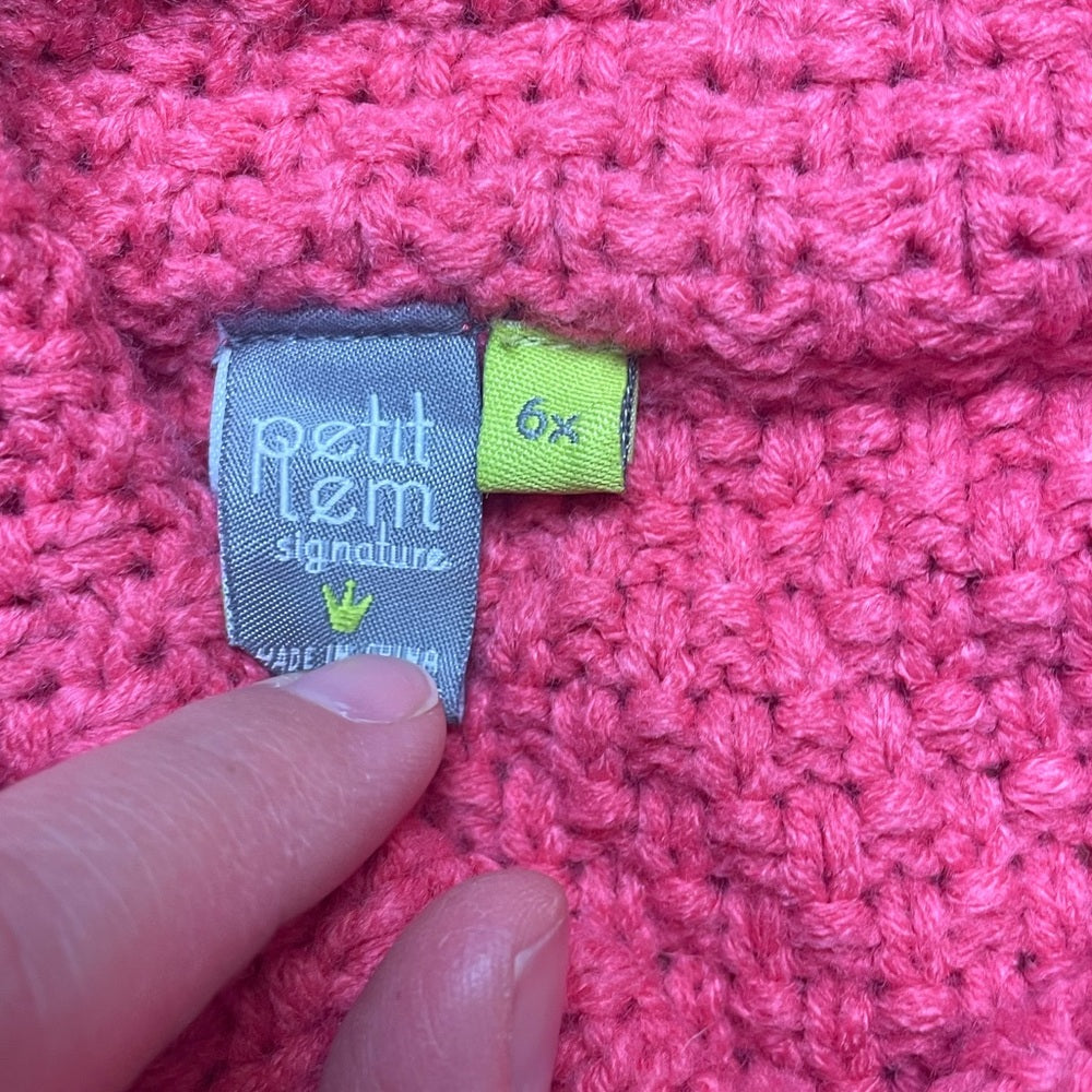 Petit Lem Pink Cable Knit Granny Cardigan, size 6