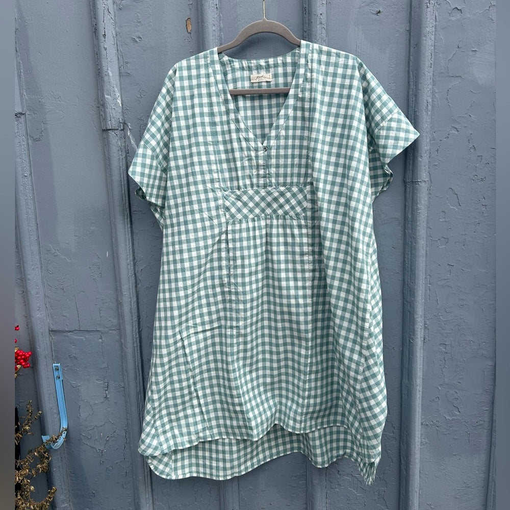 Pehr Green checked Caftan Dress, One Size