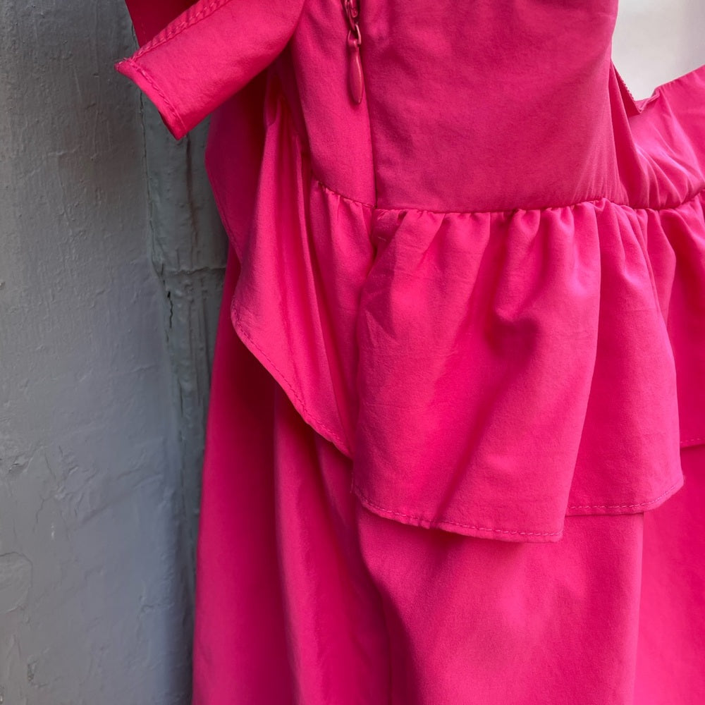 Fiorucci hot pink tiered party dress, size small