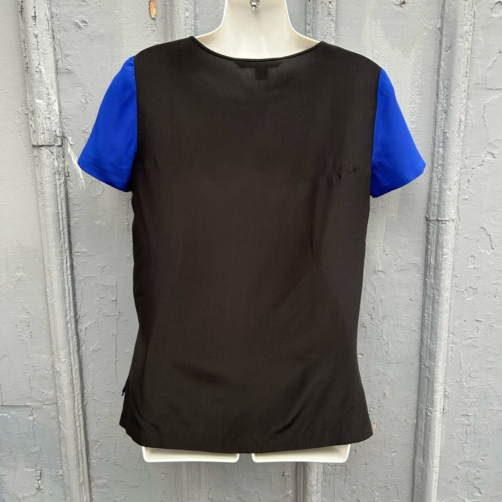 Diane Von Furstenberg Becky Colour Block Silk Blouse, size Small (4)