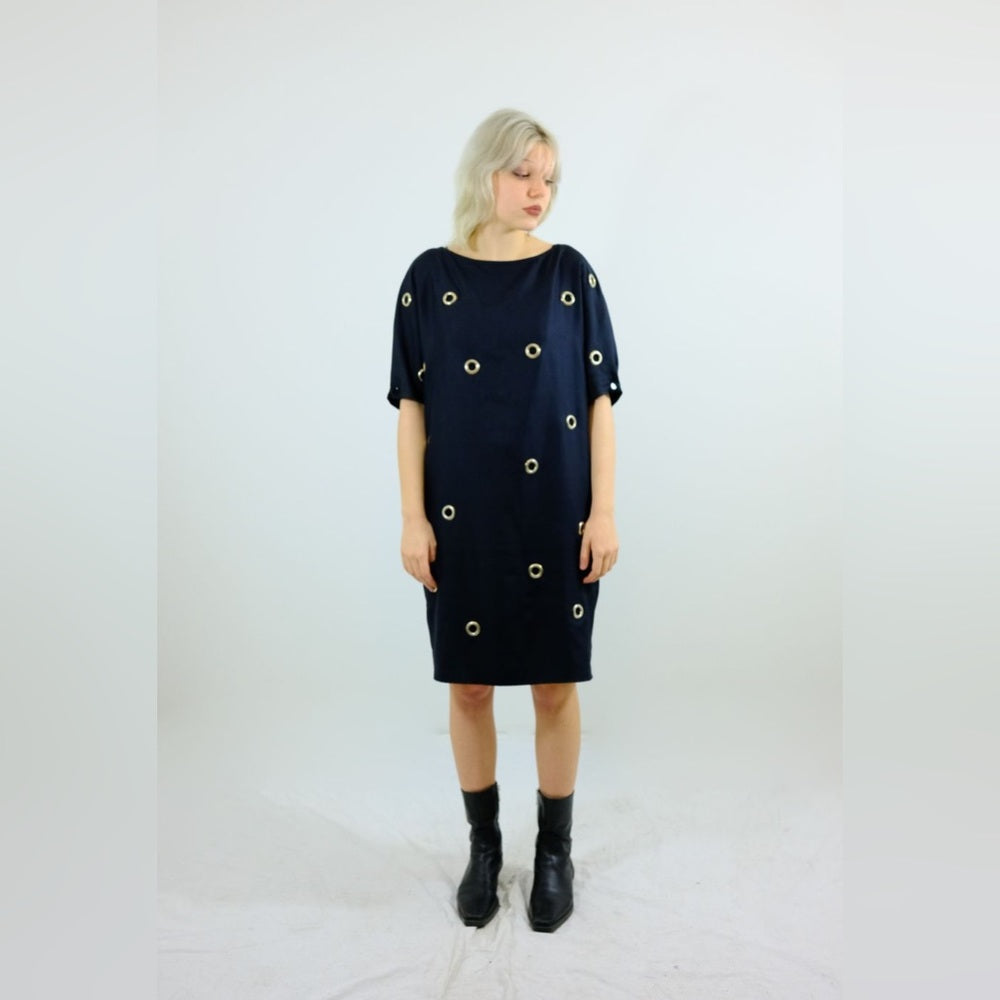Stella McCartney Navy Silk Grommet Dress, size 38