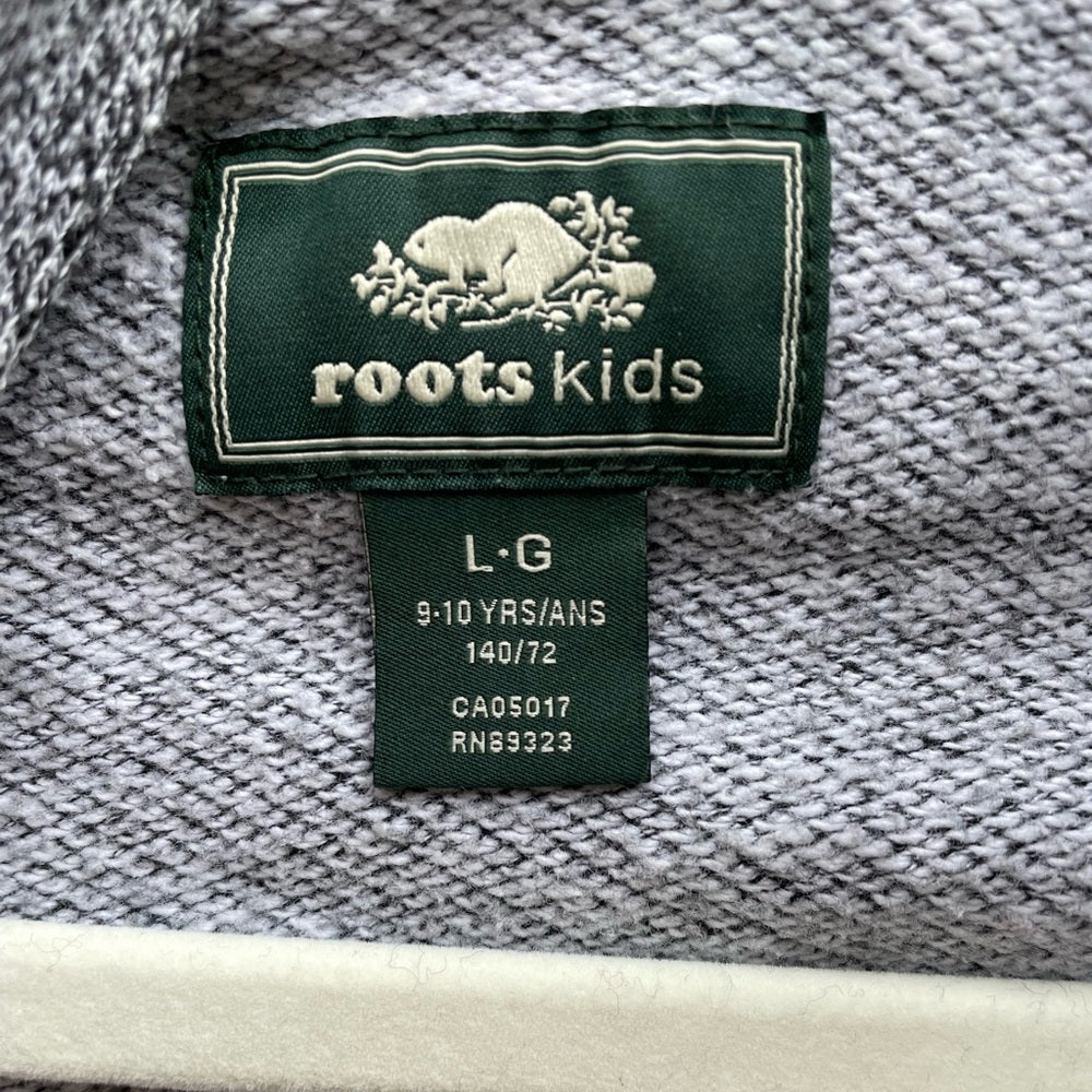 Roots Zip Front Salt & Pepper Hoodie, size 10