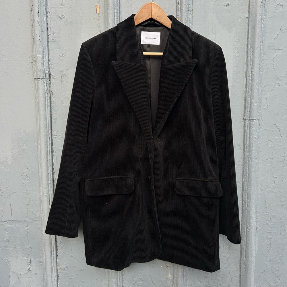 Emerson Fry Black Dylan Cord Jacket, Size Large