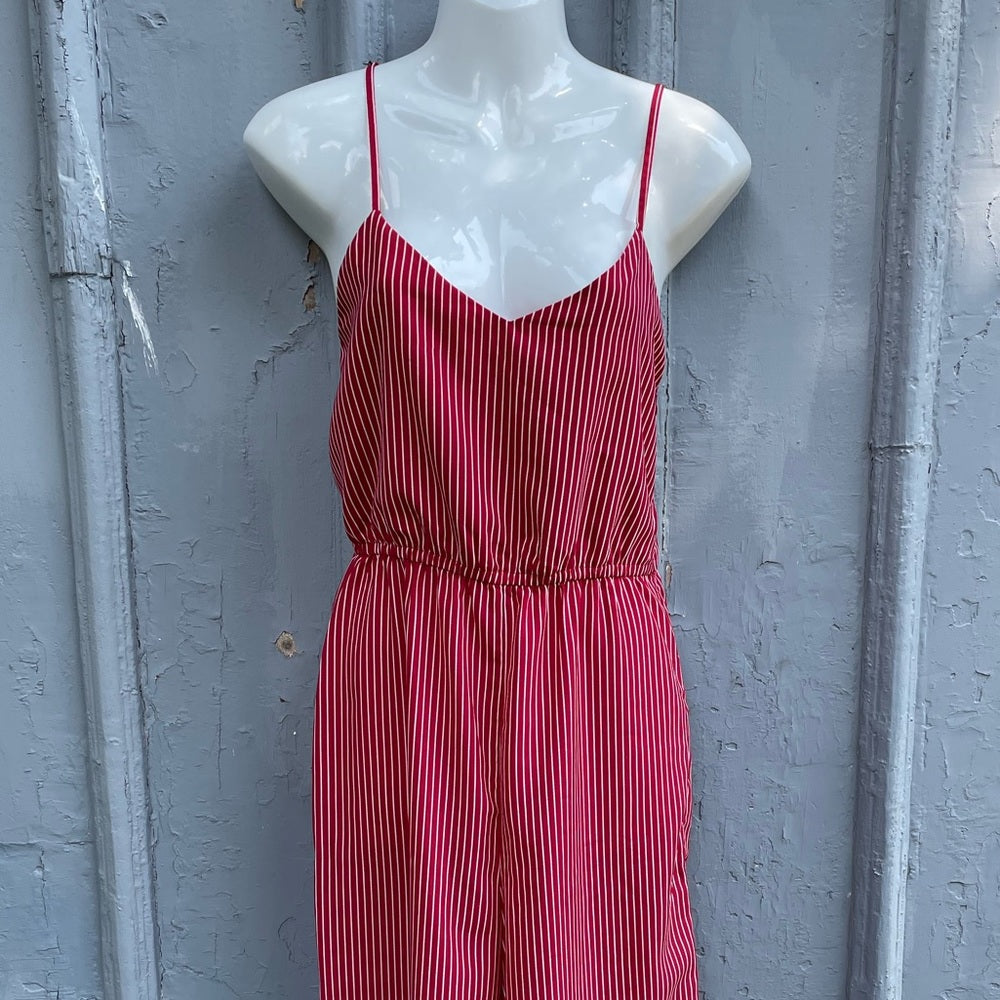 Hilary Macmillan Red Pin Stripe Jumpsuit Romper, size XS