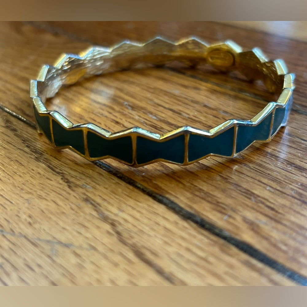 Lanvin Gold Tone Enamel Zig Zag Bracelet