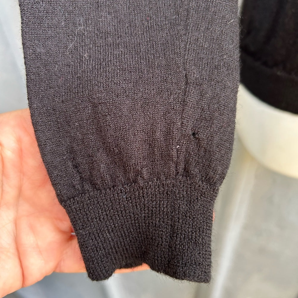 RED Valentino Black Ruffle Knit Cardigan Sweater, size 6