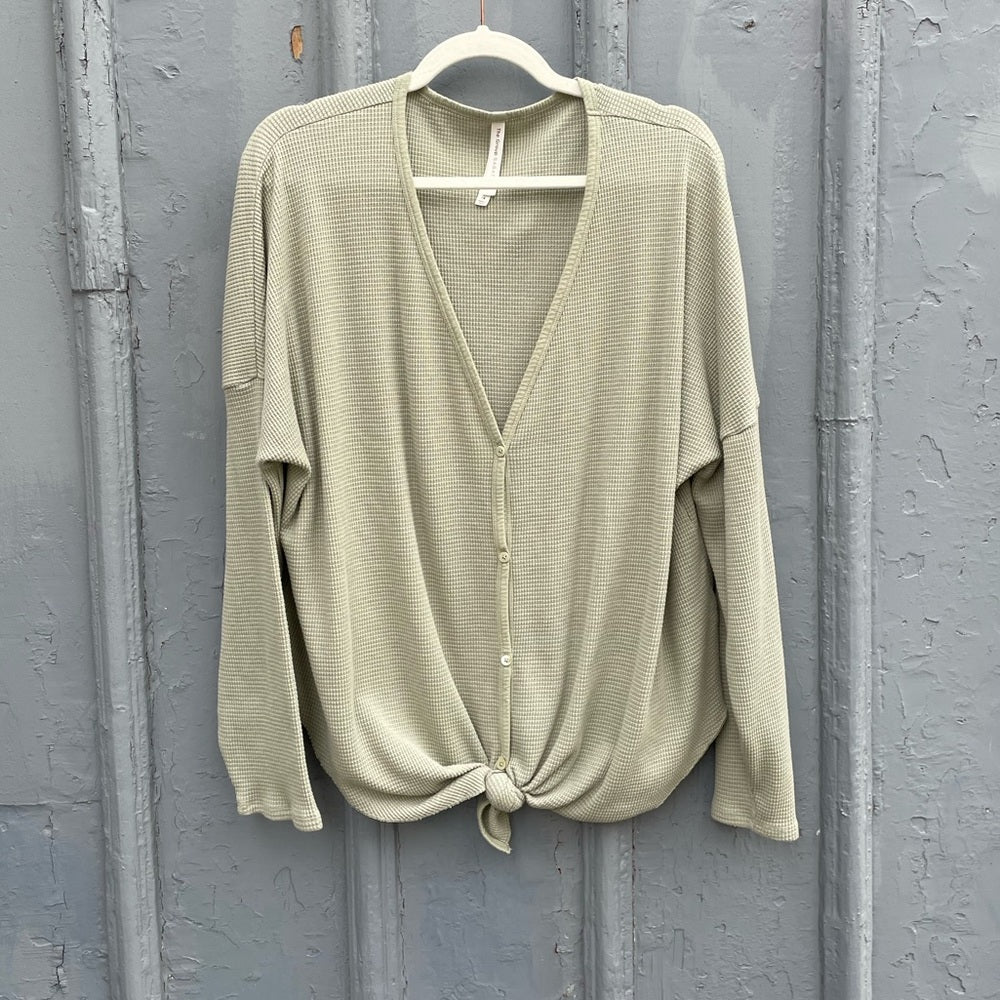 The Group by Babton tie-front thermal Sage Green, size 1X