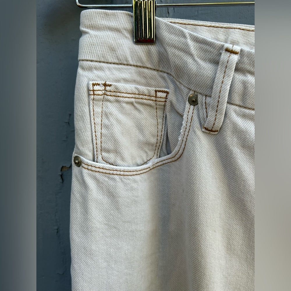 Good American 90’s Icon straight leg bone coloured jeans, size 6/28