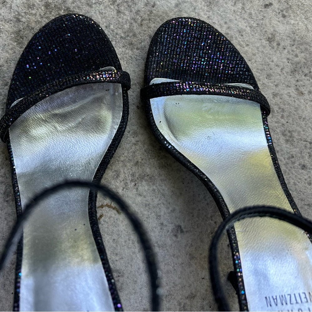 Stuart Weitzman Nudistong Glitter Heel, size 7.5