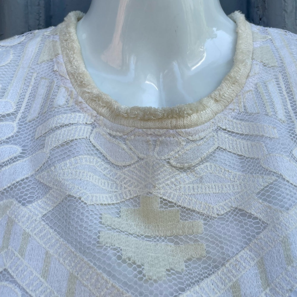 Sea NY Lace Peplum Top, ecru, sz 2