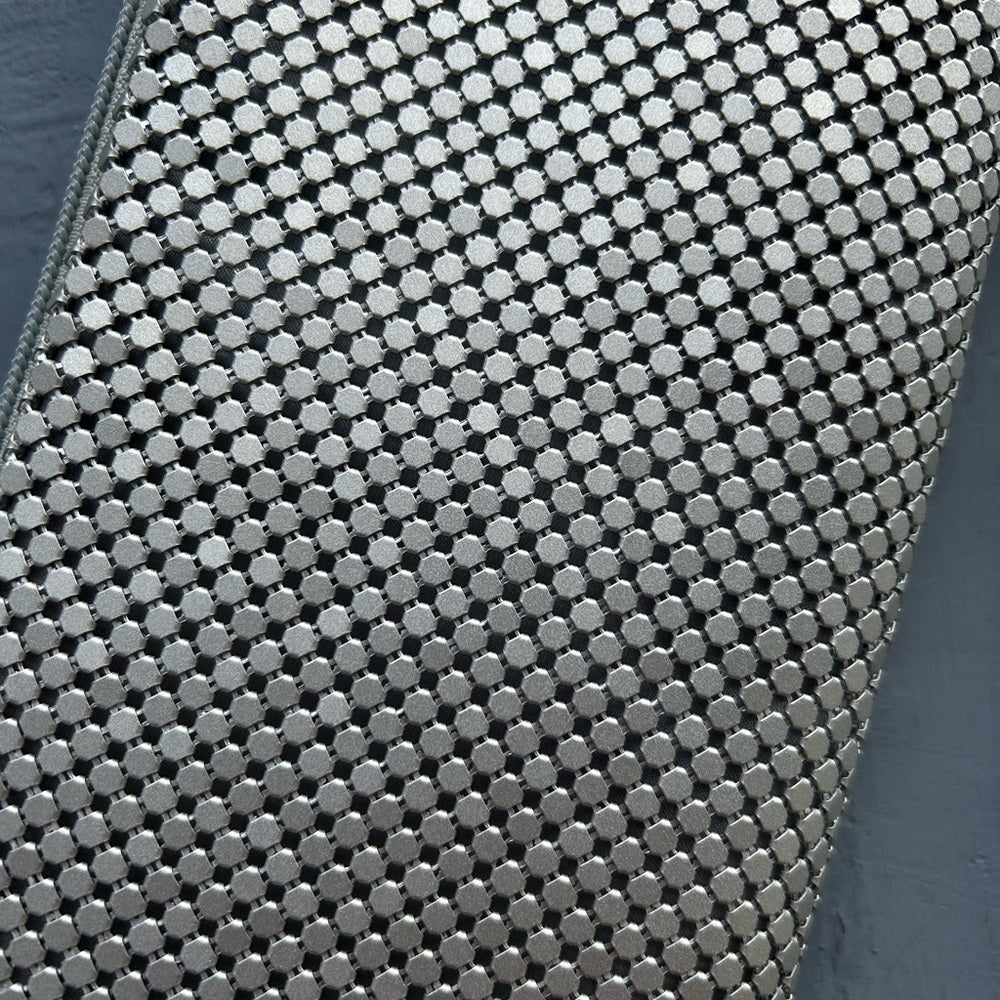 Olga Berg metallic clutch, 9”x4.5”