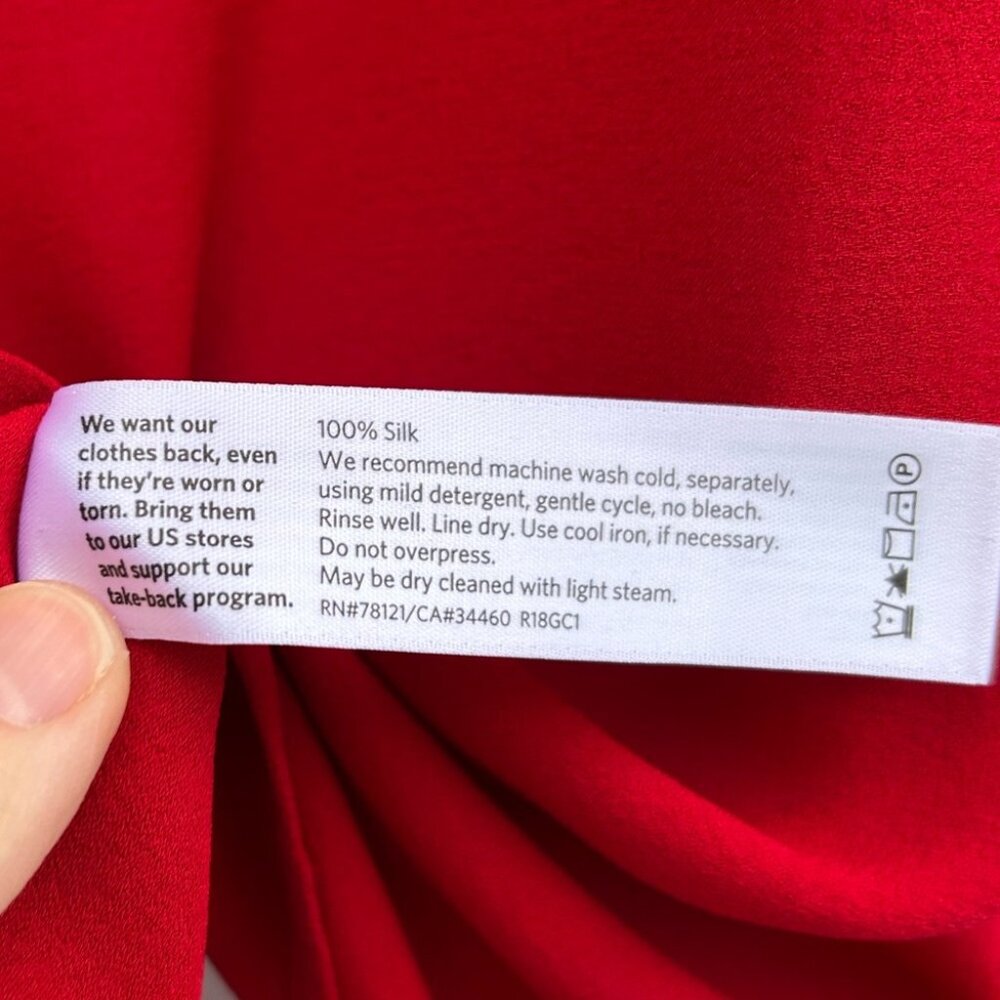 Eileen Fisher Red Cold shoulder blouse, size xxs