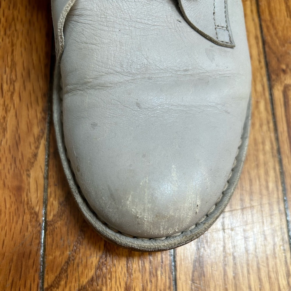 Brunello Cucinelli Grey Leather 7 hole Combat Boots, size 38.5