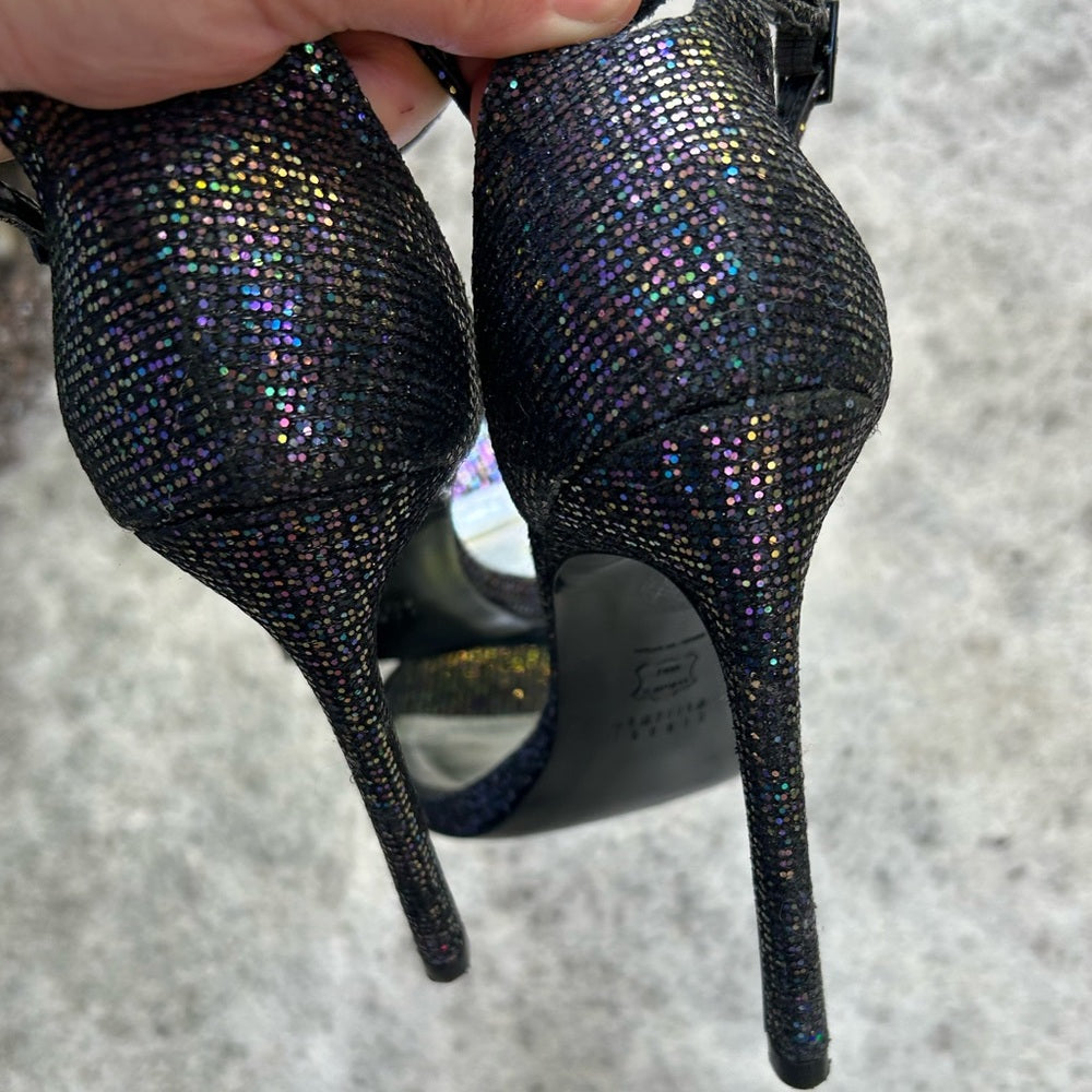 Stuart Weitzman Nudistong Glitter Heel, size 7.5