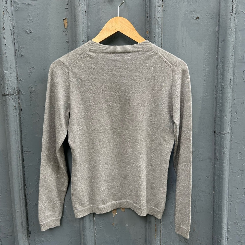 Banana Republic silver metallic merino sweater, size M