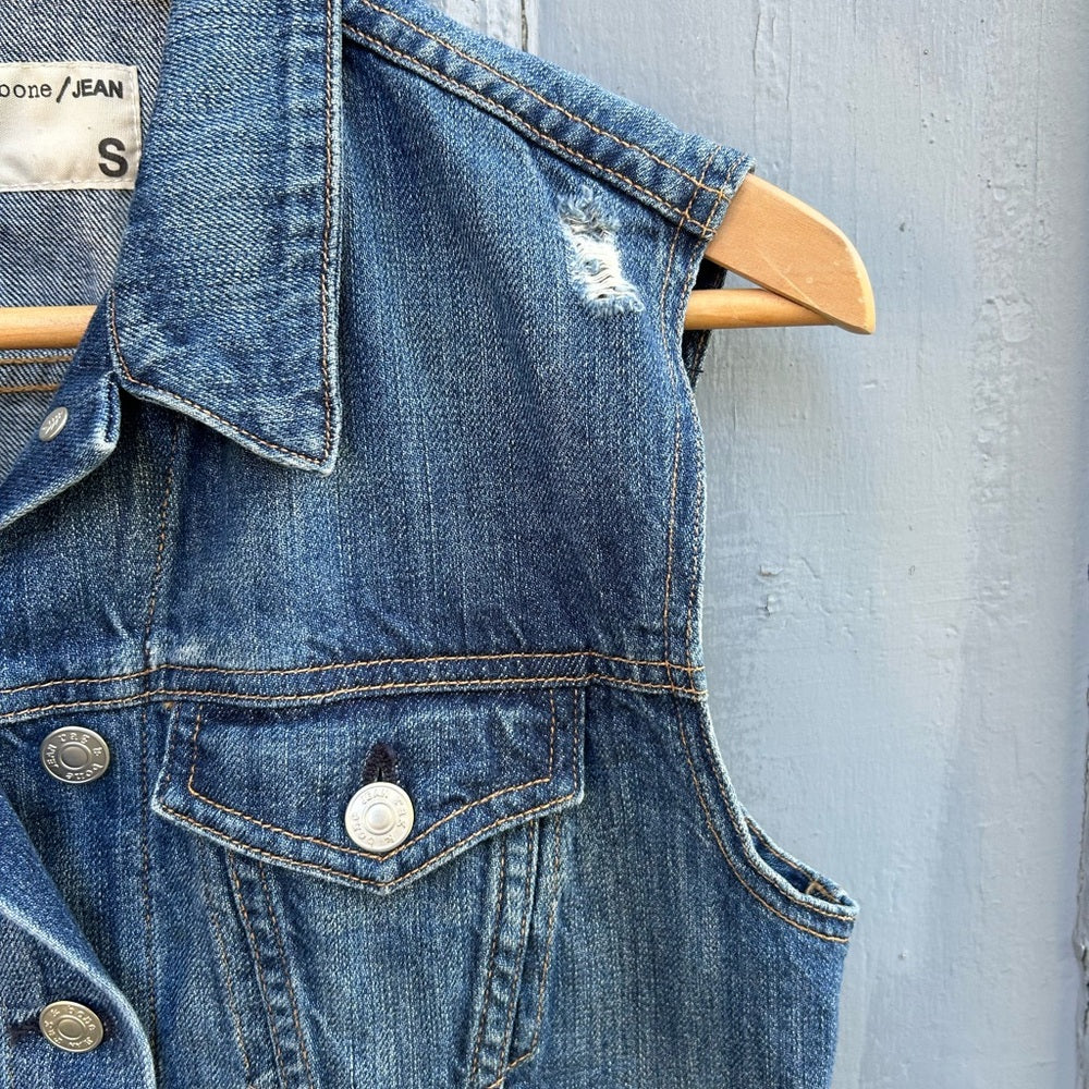 Rag and Bone Burney Denim Vest, Small