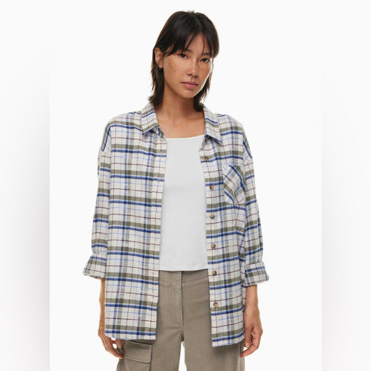 Wilfred Free Plaid Flannel Sail Shirt, size xs