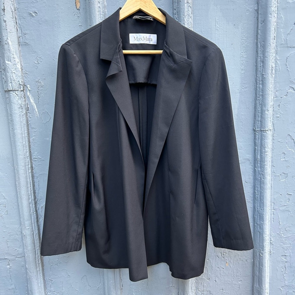 MaxMara Light Wool Black Blazer, size 14 (European 44)