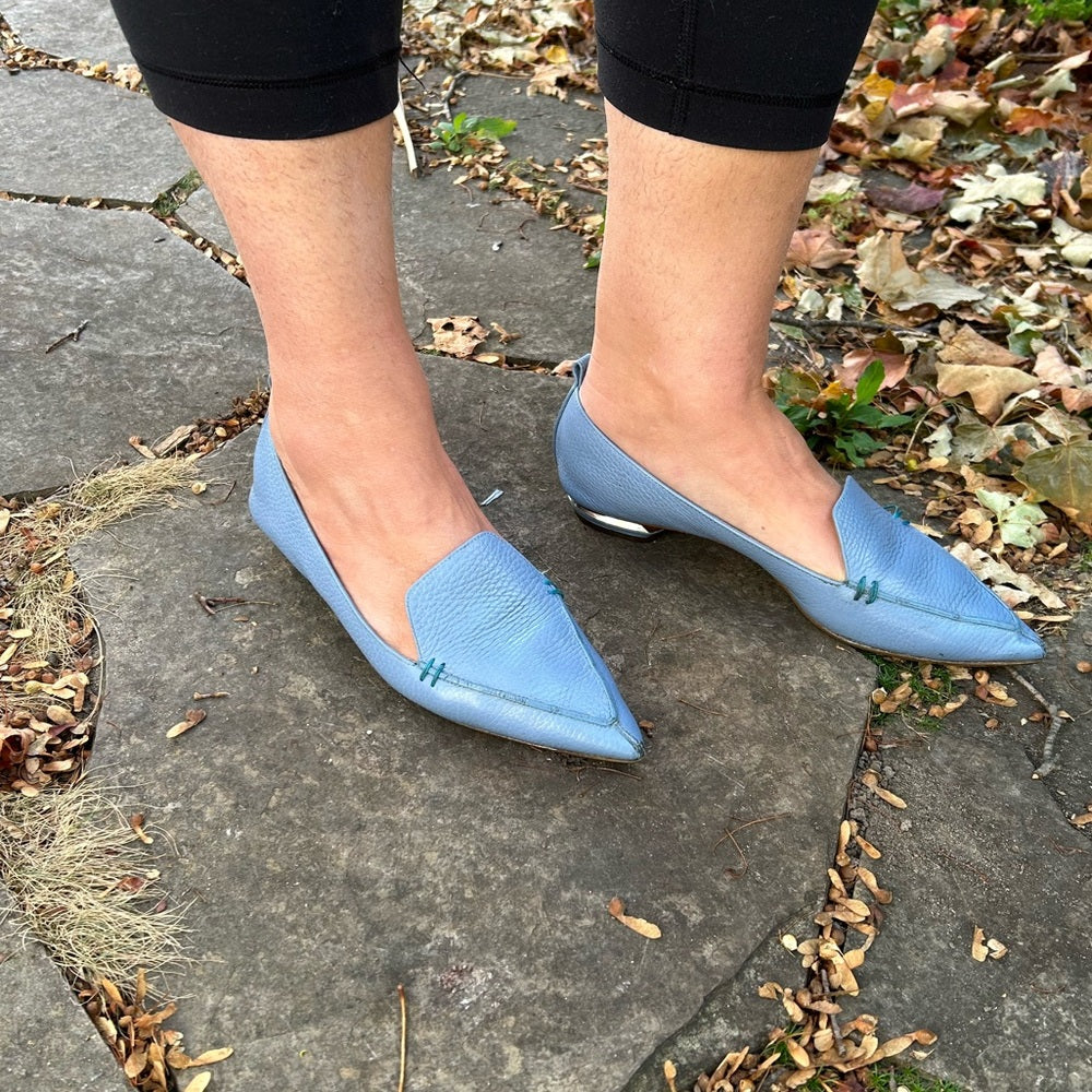 Nicholas Kirkwood Blue Beya Flat Loafer, size 38