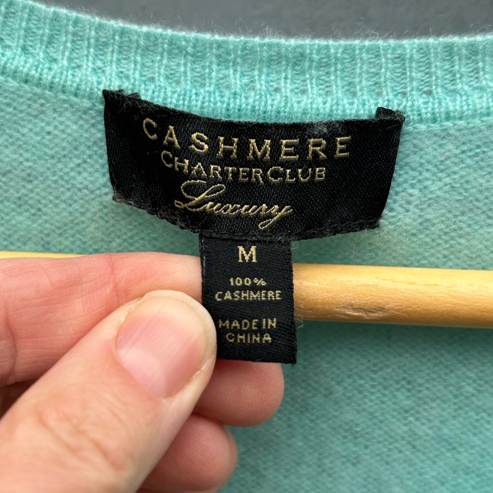 Charter Club Cashmere V Neck Sweater, size M