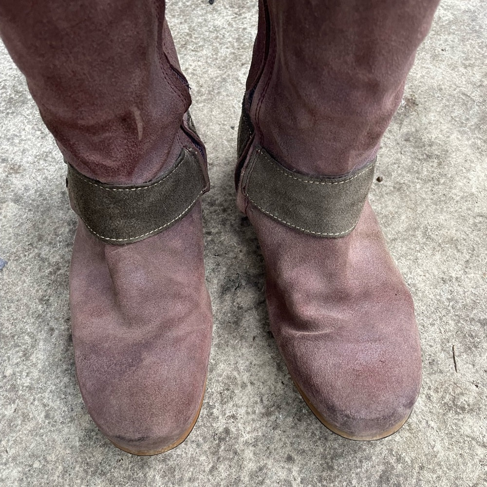John Fluevog Radio RTP, suede zip side boots, size 6
