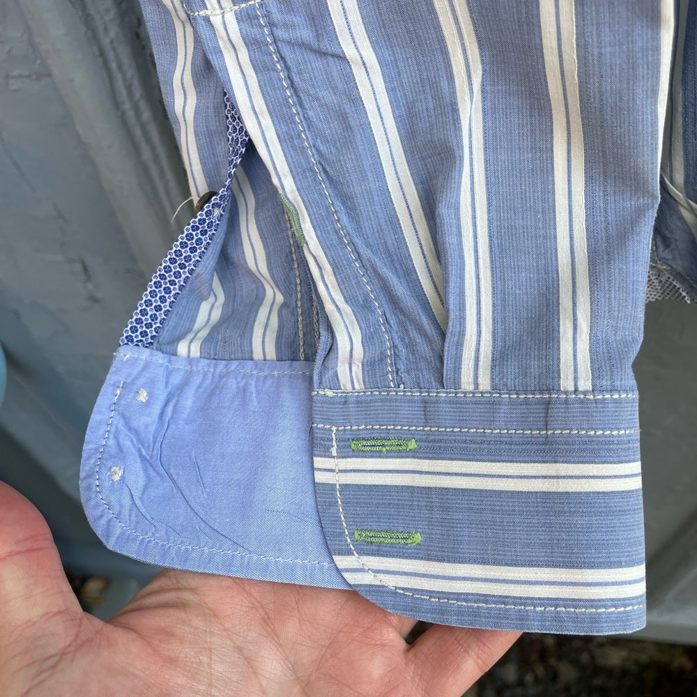 Ted Baker blue/ striped “yorksto” Buttondown, Ted size 3 (medium)