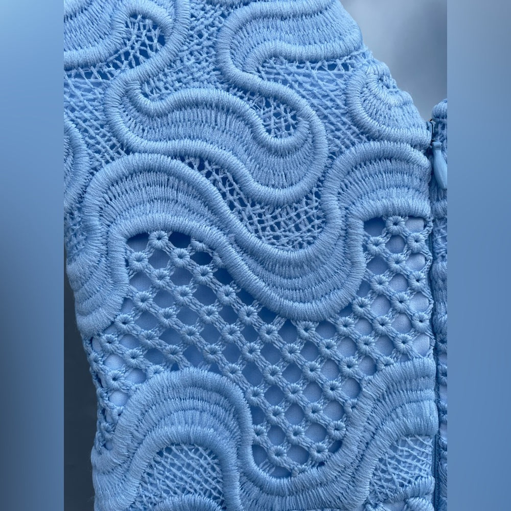 NICHOLAS Lace Overlay Crochet Strappy Sheath Dress, size 2