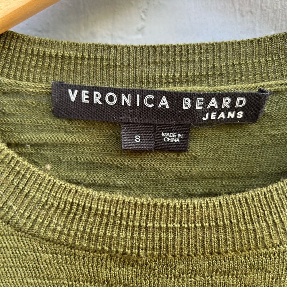 Veronica Beard Jeans Green Merino Button Grayden sweater, size Small
