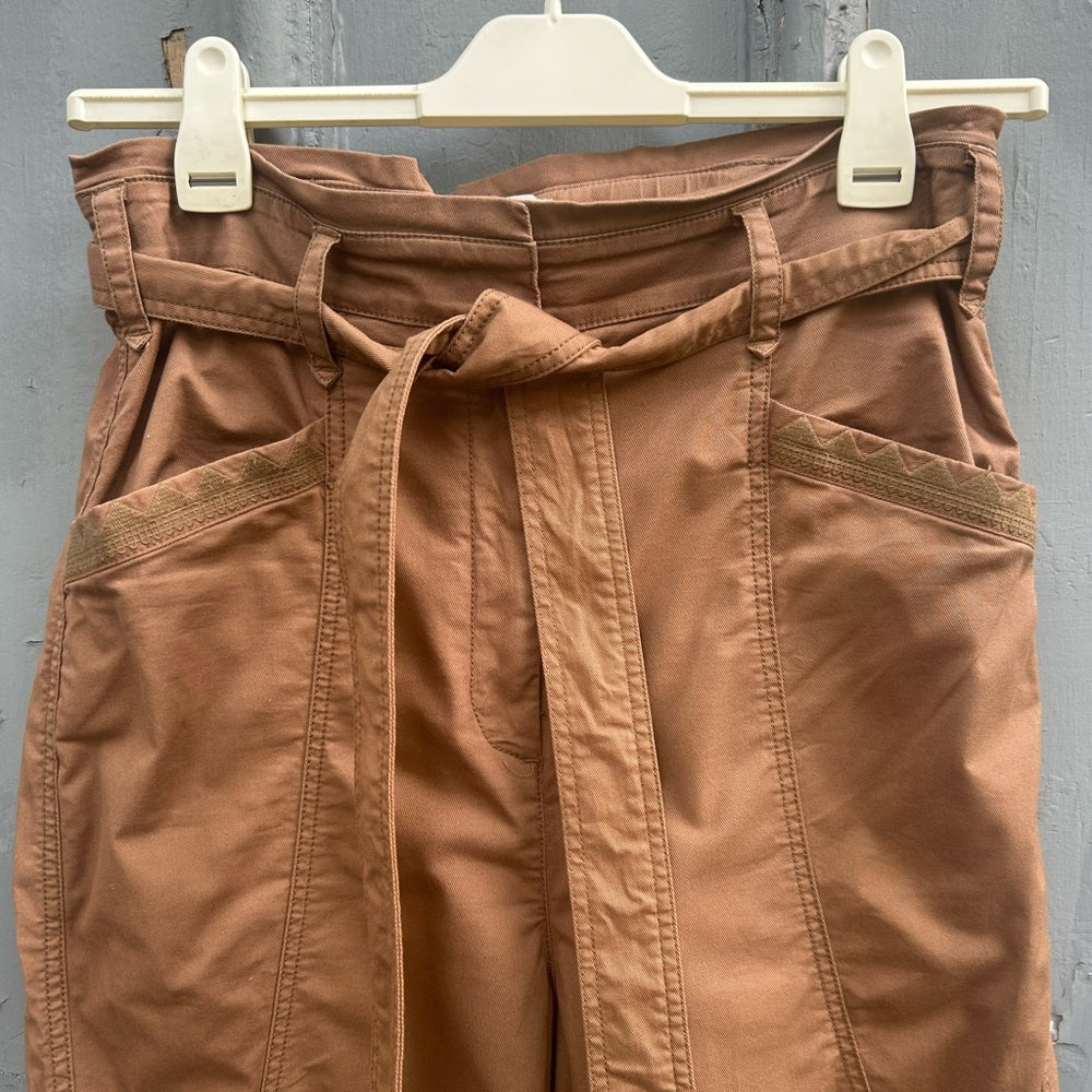 By Anthropologie Ellie Embroidered Utility Pants, size 8