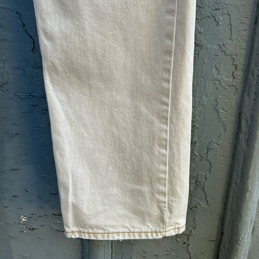 Good American 90’s Icon straight leg bone coloured jeans, size 6/28