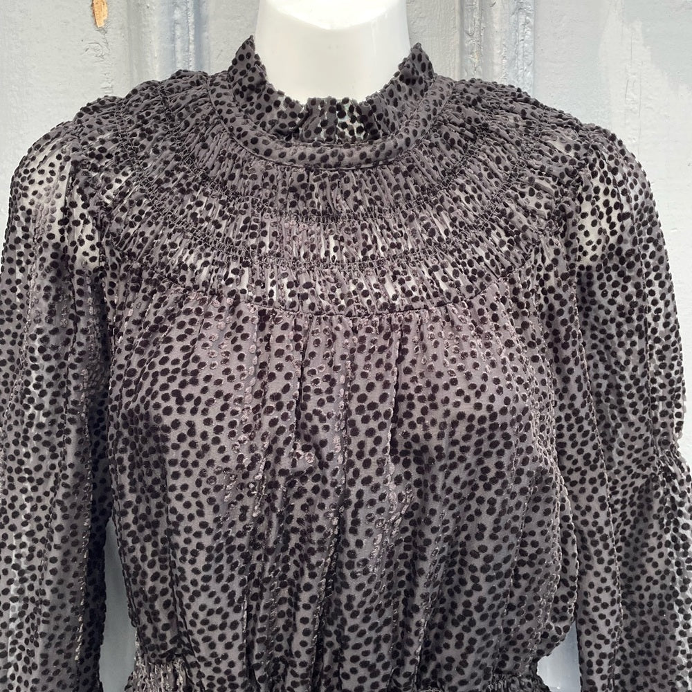 H&M Polka Dot Chiffon Dress with Smocking, size m8