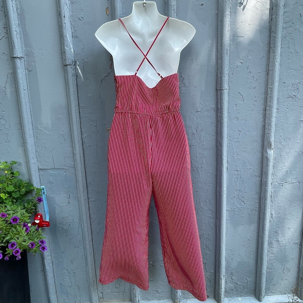 Hilary Macmillan Red Pin Stripe Jumpsuit Romper, size XS