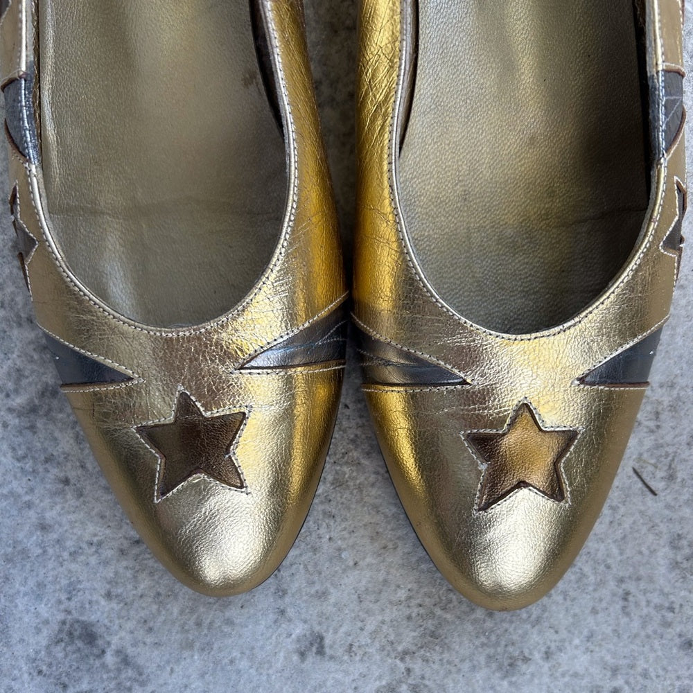 Vintage Roland Cartier Gold stars flats, size 40 (US9)