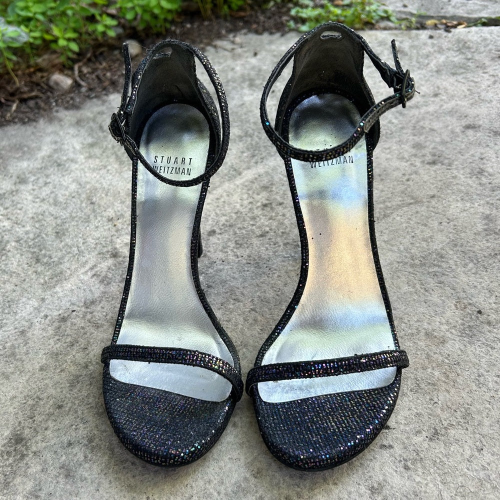 Stuart Weitzman Nudistong Glitter Heel, size 7.5